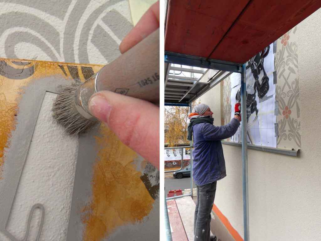 Dana Widawski · Die Drei vom Bau · Fassadenkunstwerk · 2011 · work in progress Dana Widawski · Die Drei vom Bau · Fassadenkunstwerk · 2011